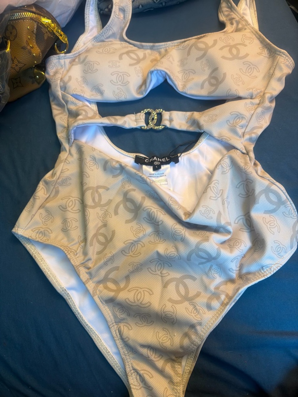 One-Piece Swimsuit in Light Beige